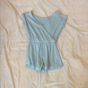 Light Blue Ribbed Romper